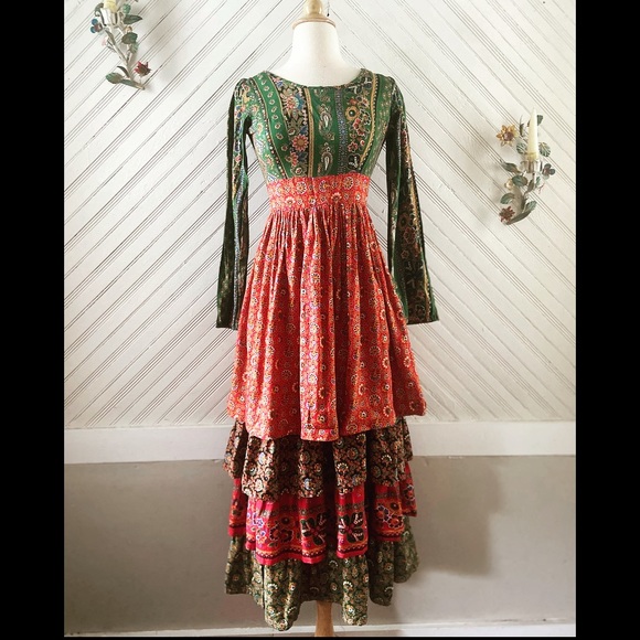Vintage Dresses & Skirts - 1970s Patchwork Maxi Hippie Dress